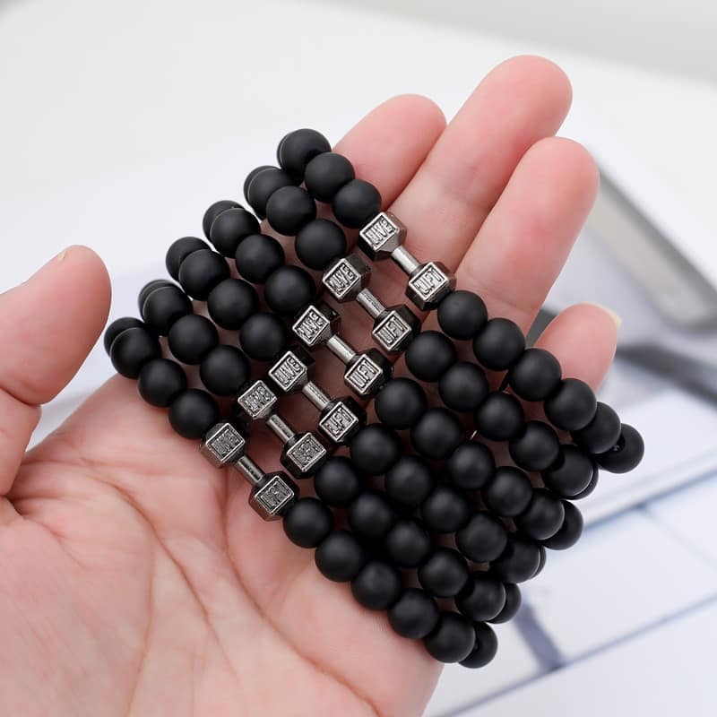 Picture of Athleisure - Avant Grade - Upscale Need - Stainless Steel Fitness Barbell Bracelet for Men - Sensible - Must Have - Understated Sophistication - Black