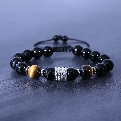 Picture of Athleisure - Avant Grade - Easily Usable - Natural Brown Tiger Stone Bracelet For Men - Easy To maintain - Well Inspired & Crafted - Brown - Adjustable