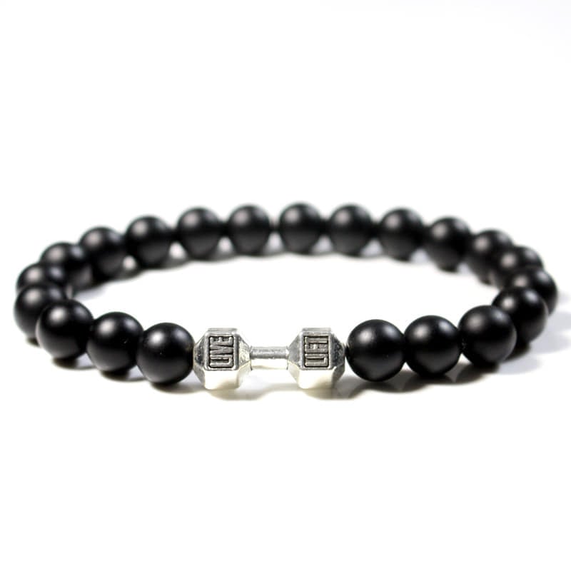 Picture of Stylish - Modern Vibe - Highly Sustainable - Classic Natural Silve Dumbbell Bracelet for Men - Durabilty Assured - Well Inspired & Crafted - Silver - Adjustable