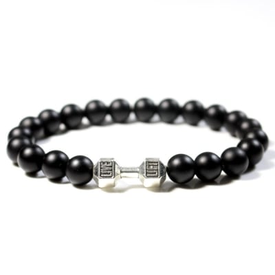 Picture of Stylish - Modern Vibe - Highly Sustainable - Classic Natural Silve Dumbbell Bracelet for Men - Durabilty Assured - Well Inspired & Crafted - Silver - Adjustable