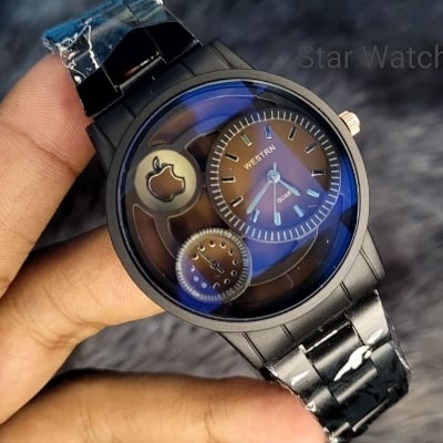 Picture of Black Stainless Steel Fashionable stainless analogue Hand watches for men's - ঘড়ি - Black