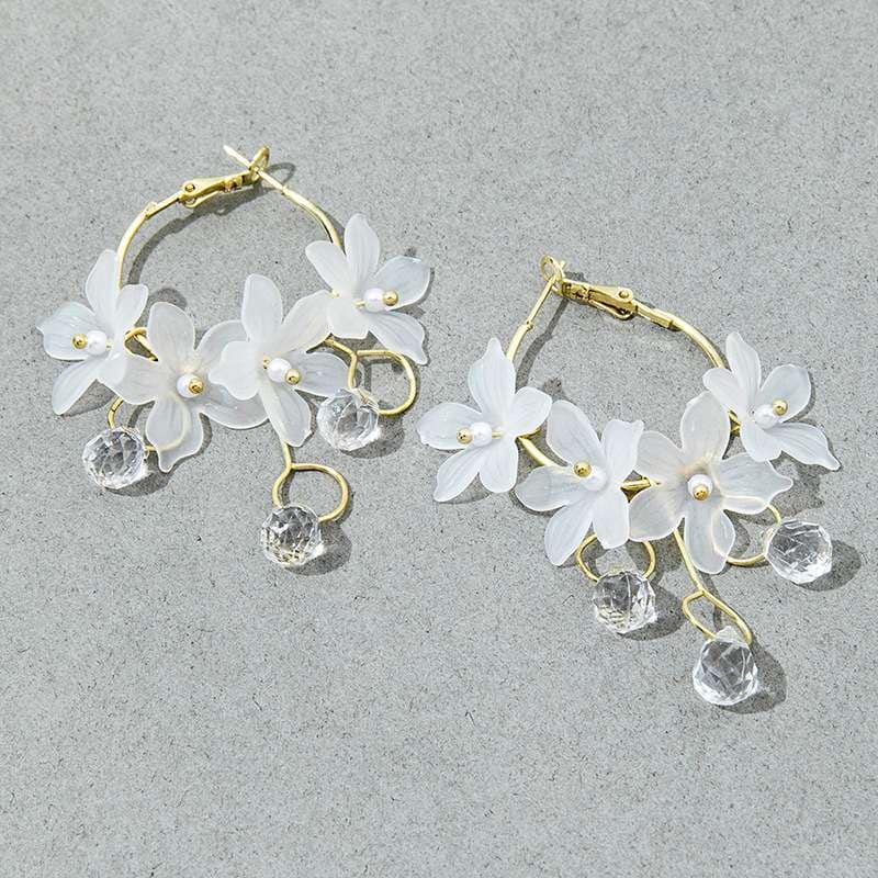 Picture of Stylish - Modern Vibe - Superb Quality - Flower Tassel Drop Earrings For Women - Trend and Needful - Designed - Urban Vibes - White - Adjustable