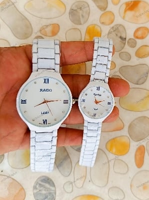 Picture of New Stainless Steel Analog Couple Watch For Best Gift Watch - White