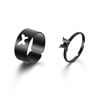 Picture of 2 Pcs Butterfly Rings For Women Men Lover Couple Ring Set