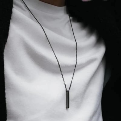 Picture of Black Stainless Steel Trendy Fashion Necklace For Men - Black