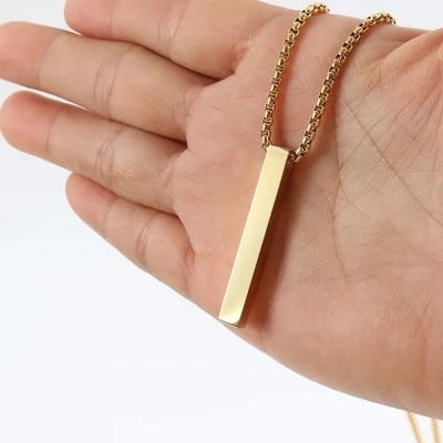 Picture of Pendant Necklace For Men Women Stainless Steel Chain Necklace - Gold