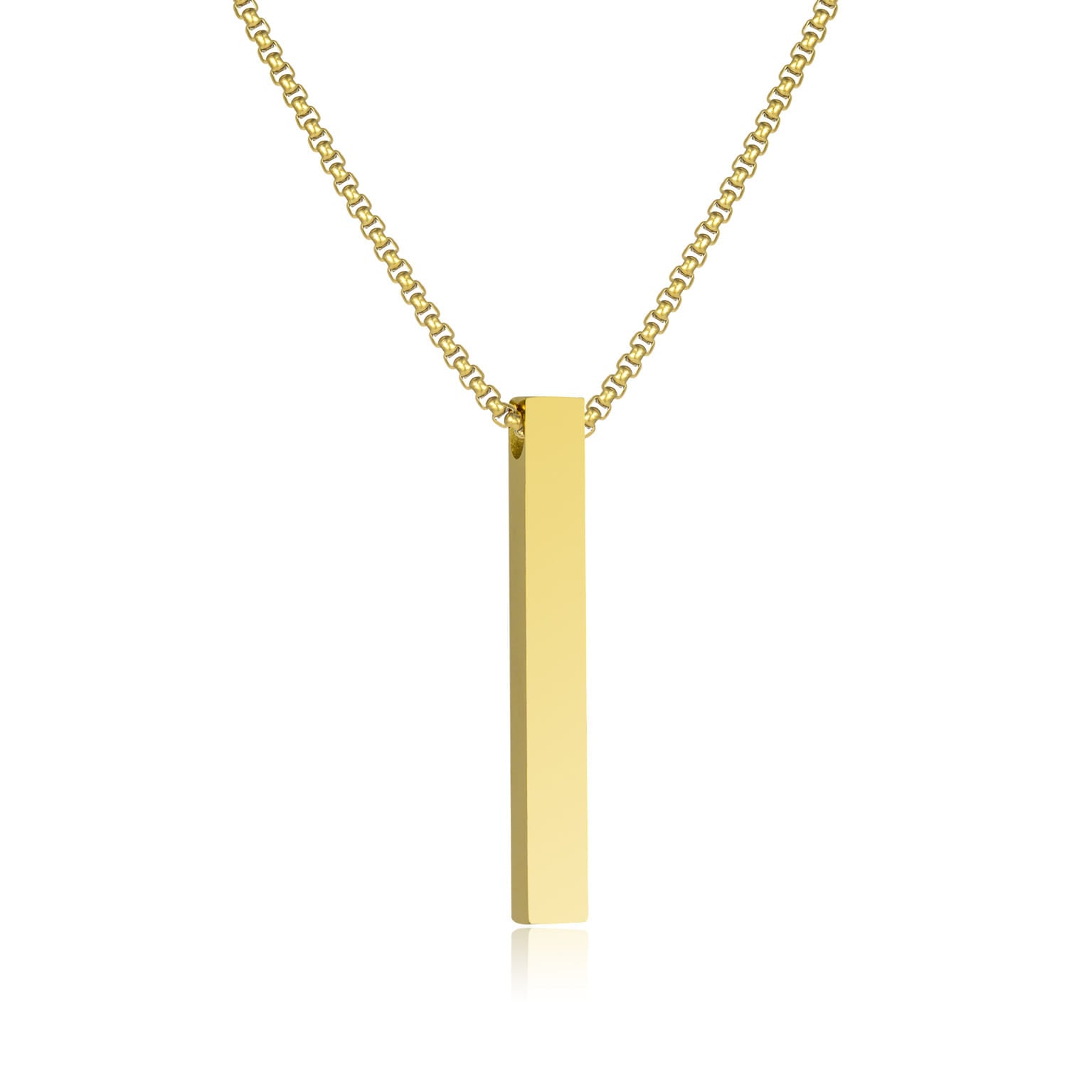Picture of Pendant Necklace For Men Women Stainless Steel Chain Necklace - Gold