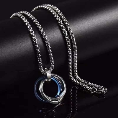 Picture of Stainless Steel Triangle Chain Pendant Necklace For Men