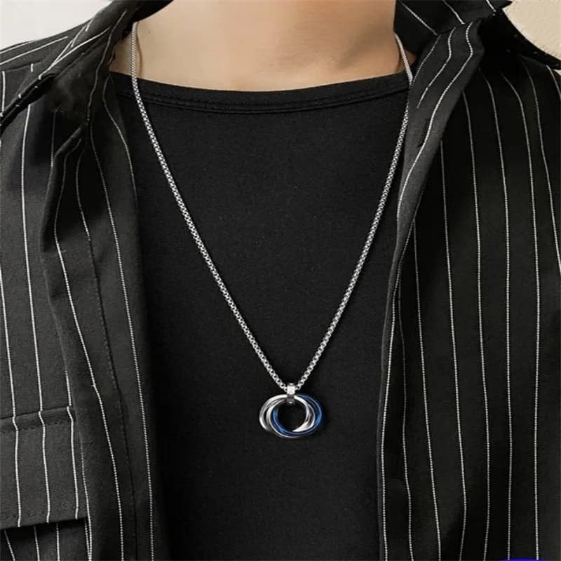 Picture of Fashion New Pendant Necklace Punk Trendy Simple Stainless Steel Chain Jewellery Gift For Men Women - Silver