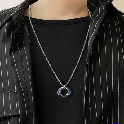 Picture of Fashion New Pendant Necklace Punk Trendy Simple Stainless Steel Chain Jewellery Gift For Men Women - Silver
