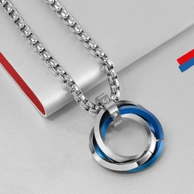 Picture of Fashion New Pendant Necklace Punk Trendy Simple Stainless Steel Chain Jewellery Gift For Men Women - Silver