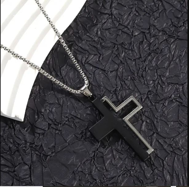 Picture of Black Stainless Steel Silver Color Metal Chain for Men - Silver