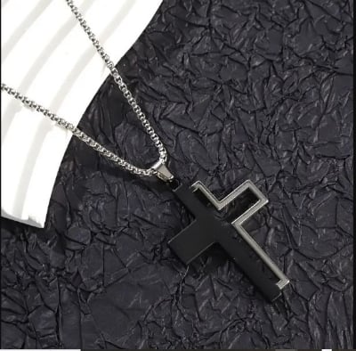 Picture of Black Stainless Steel Silver Color Metal Chain for Men - Silver