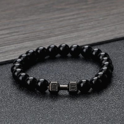 Picture of Stainless Steel Black Sports Bracelet for Men - Black - Adjustable