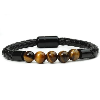 Picture of Tiger's Eye Magnetic Buckle Magnetic Beads  Bracelet for Men - Brown