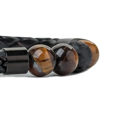 Picture of Tiger's Eye Magnetic Buckle Magnetic Beads  Bracelet for Men - Brown