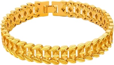 Picture of Golden Latest Designs  Bracelet  For Men - Gold