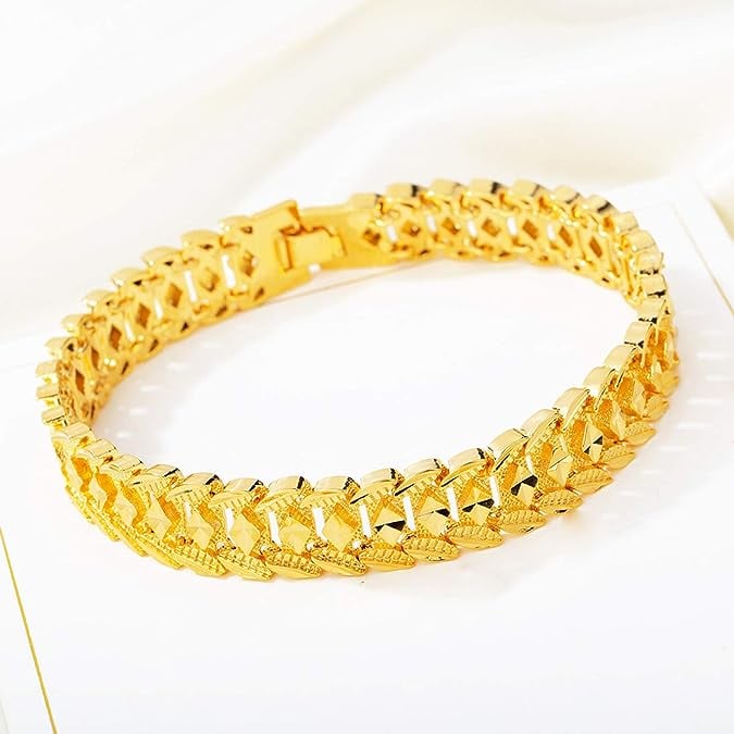 Picture of Golden Latest Designs  Bracelet  For Men - Gold