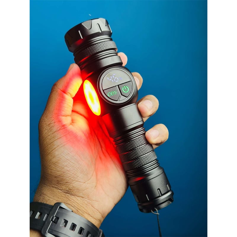 Picture of GearUP K60 Rechargeable Flashlight 10W COB + LED Torchlight Super Bright USB Type-C Waterproof Search Light with Magnetic Tail Zoom Focus Emergency Camping Outdoor Torch