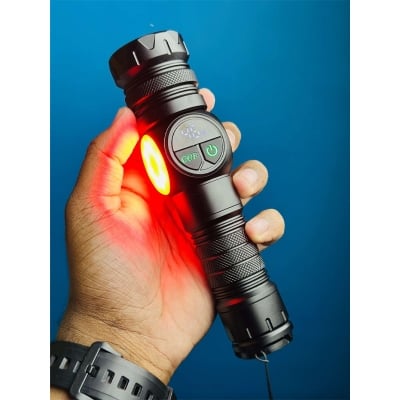 Picture of GearUP K60 Rechargeable Flashlight 10W COB + LED Torchlight Super Bright USB Type-C Waterproof Search Light with Magnetic Tail Zoom Focus Emergency Camping Outdoor Torch