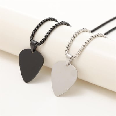 Picture of Silver  Guitar Stainless Steel Blanks Chain  Pendants 32*28MM-Silver - Silver