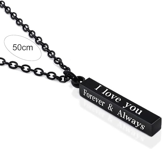 Picture of New Letter Necklace  "I love you" Necklace Simple Accessories Family Gifts Stainless Steel Black Silver Jewelry