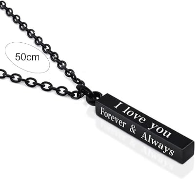 Picture of New Letter Necklace  "I love you" Necklace Simple Accessories Family Gifts Stainless Steel Black Silver Jewelry