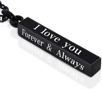 Picture of New Letter Necklace  "I love you" Necklace Simple Accessories Family Gifts Stainless Steel Black Silver Jewelry