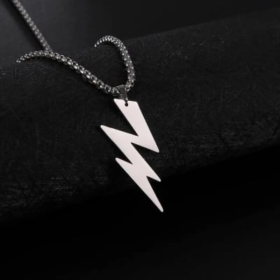 Picture of Silver  Lightning Pendant Stainless Steel Chain For Men/ Boys Gifts - Silver