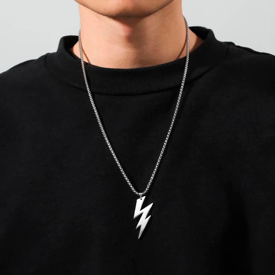 Picture of Silver  Lightning Pendant Stainless Steel Chain For Men/ Boys Gifts - Silver