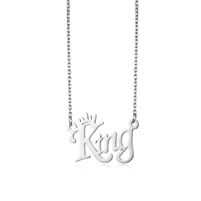 Picture of King Stainless Steel Square Triangle Chain Pendant Necklace For Men - Silver