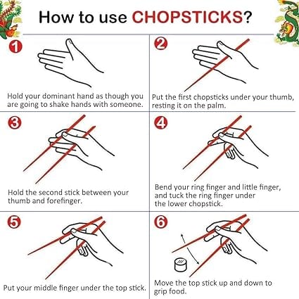 Picture of 5Pcs Chopsticks Natural Logs Wooden Chopsticks Paint Handmade Reusable with Gift Box Home Party Use - Multicolor