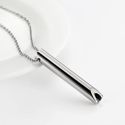 Picture of Stainless steel Mindful Breathing Necklace, Anxiety Relief Items,Anxiety Necklace,The Shift Necklace for Anxiety, Stress, Panic Attack Relief Meditation Tools Chain for Men - Silver