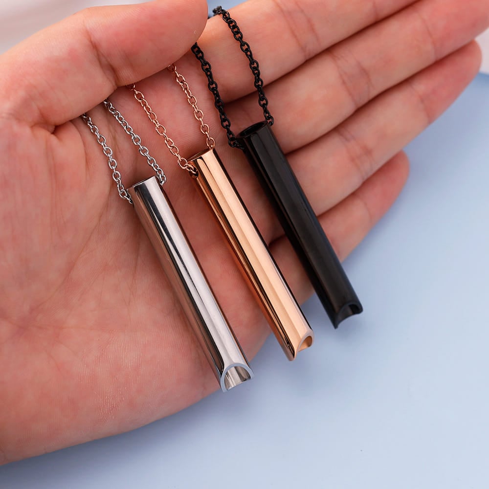 Picture of Stainless steel Mindful Breathing Necklace, Anxiety Relief Items,Anxiety Necklace,The Shift Necklace for Anxiety, Stress, Panic Attack Relief Meditation Tools Chain for Men - Silver