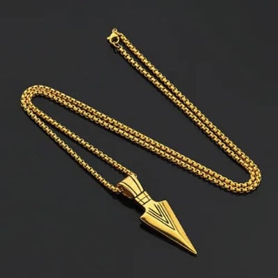 Picture of Arrow Design Pendant for Men Boys Set. Alloy Necklace - Gold