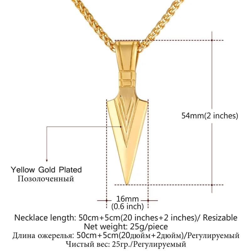 Picture of Arrow Design Pendant for Men Boys Set. Alloy Necklace - Gold