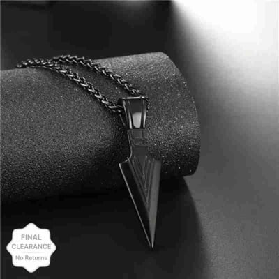 Picture of Black Pendant  Arrow Design Necklace For Men Women Stainless Steel Chain Necklace - Black