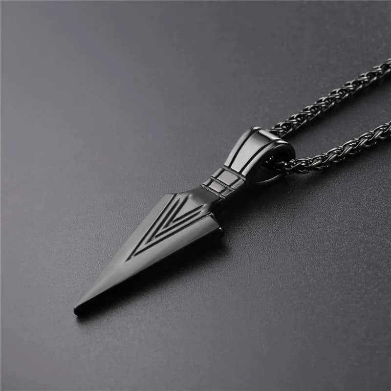 Picture of Black Pendant  Arrow Design Necklace For Men Women Stainless Steel Chain Necklace - Black