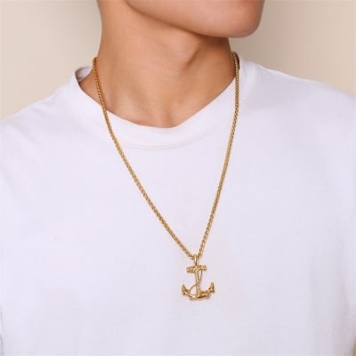 Picture of Standard Anchor  Long Chain For Men Neck Chain Design For Male/Neck Chain For Men - Gold