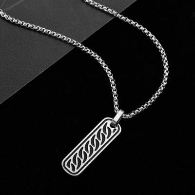 Picture of Stainless Steel Chain Pendant Necklace - Personalized Men's Fashion Jewelry Chain for Men - Silver