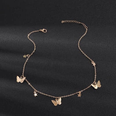 Picture of Crystal Butterfly Necklace Female Star DesignChain Girl Gift Exquisite Accessories  For Women