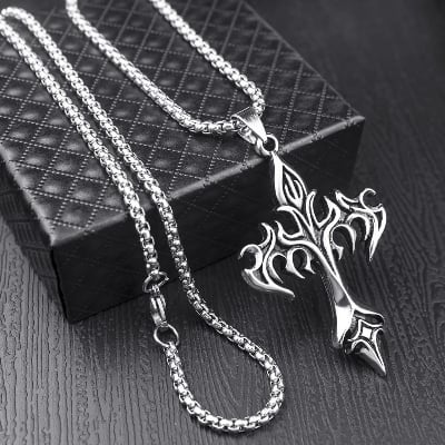 Picture of New Stainless Steel Sea Anchor Sailor Man Necklaces Chain Pendants Unique Fashion Jewelry Gift For Men - Silver