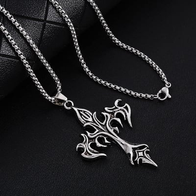 Picture of New Stainless Steel Sea Anchor Sailor Man Necklaces Chain Pendants Unique Fashion Jewelry Gift For Men - Silver