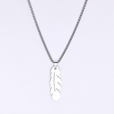 Picture of Trendy Simple Stainless Steel Silver Color Leaf Chain For Men-Chain Jewellery Gift - Silver