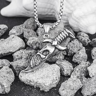 Picture of Fashionable Boys Pendant and Necklace for Men, Stainless Steel Silver Chain For Men - Silver