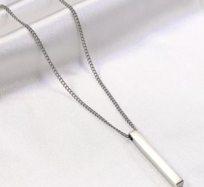Picture of Stainless Steel Square Pendant Silver Necklace Men Chain For Men - Silver