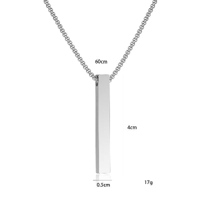 Picture of Stainless Steel Square Pendant Silver Necklace Men Chain For Men - Silver