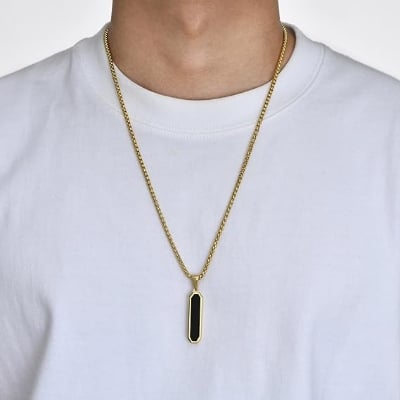Picture of High Quality Men Fashion Jewellery Stainless Steel Round Chain Necklaces - Gold - Adjustable