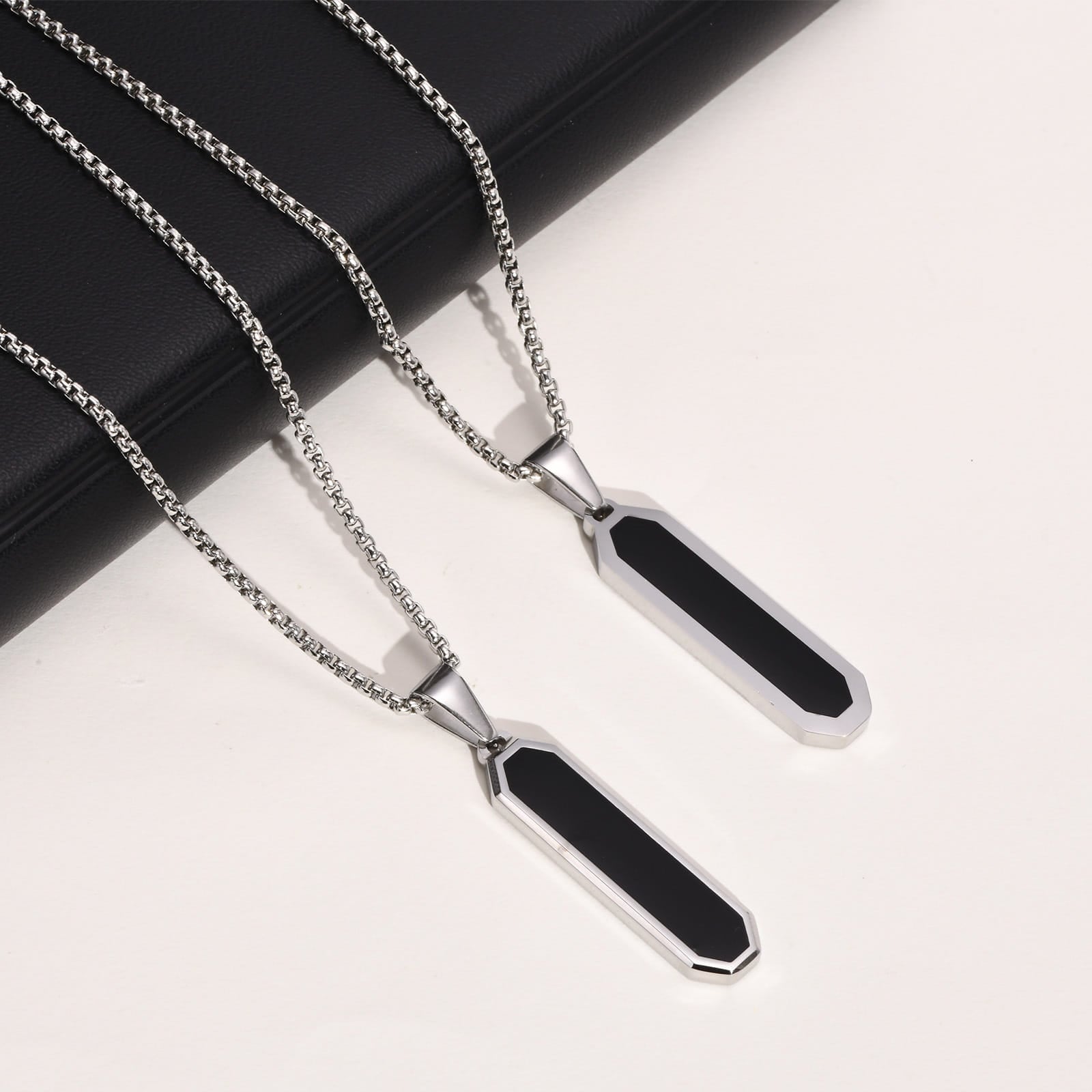 Picture of Stainless steel Golden  Bar black Resin Necklace Pendant Custom Engraving For Men