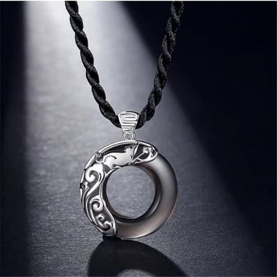 Picture of Stylish Flame Pendant Necklace Stainless Steel Cool Rope Chain Necklaces Jewelry Gift -Chain For Men-Men's Pendant - Black